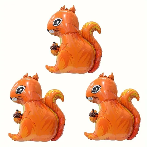 Squirrel Foil Balloon Cartoon Animal Squirrel Holding Acorn Shape Foil Balloon For Thanksgiving Birthday Party Decoration Supplies