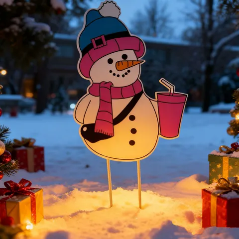 Christmas Snowman Garden Stake Outdoor Iron Metal Snowman Sign For Yard Lawn Garden Winter Holiday Festival Atmosphere Decor