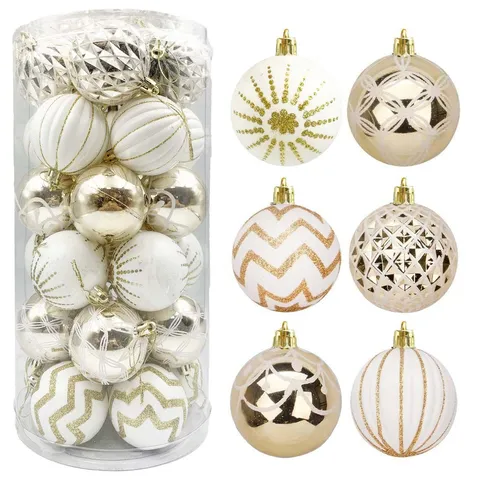 Painted Shatterproof Glitter Plastic Christmas Ball Ornaments Assorted For Christmas Tree Hanging Holiday Party Decor
