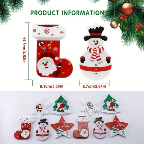Christmas Decoration LED String Lights Hanging Ornaments Printed Star Snowflake Snowman Reindeer Pattern Festive Fairy Lights Home Decor