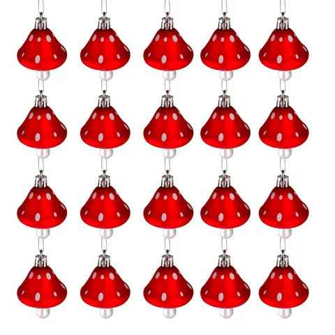 Realistic Painted Plastic Mushroom Pendant Hanging Ornament For Christmas Harvest Festival Party Home Decor Mushroom Figurine