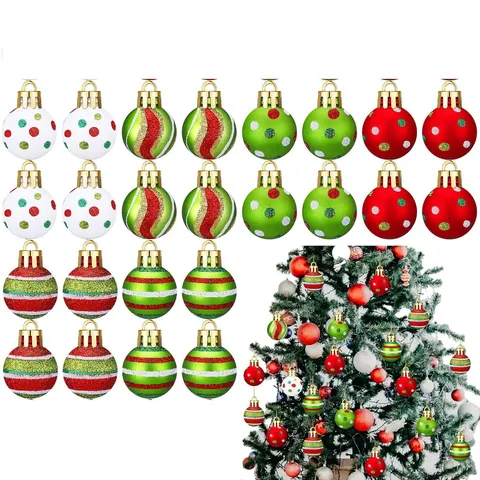 Shatterproof Plastic Christmas Ornaments Painted Glitter Christmas Tree Hanging Decorations For Holiday Party Home Decor