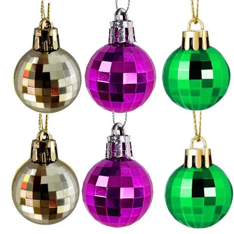 Multicolor Mirror Disco Balls Set Plastic Electroplated Hanging Ornaments For Carnival Christmas Tree Party Home Decoration