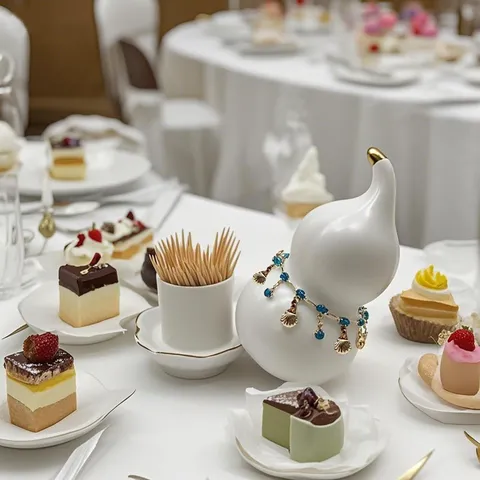 Élégant Porte-cure-dents en Céramique Forme de Gourde Avec Bord Doré Pendentif Coquillage Pot de Rangement Créatif Mariage