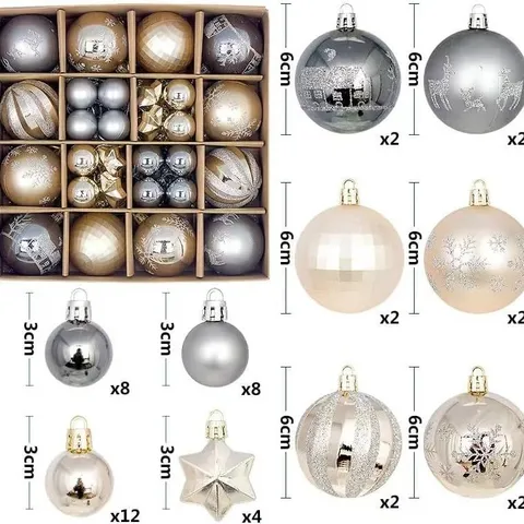 Plastic Christmas Ball Ornaments Assortment Electroplated Shatterproof Holiday Tree Decorations With Snowflake Reindeer Patterns For Home Party Festival