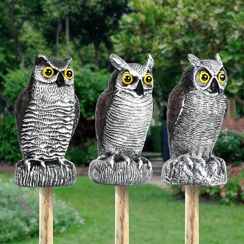 Realistic Plastic Owl Decoy Bird Deterrent Scarecrow For Outdoor Garden Porch Balcony Pest Control Sculpture Decoration