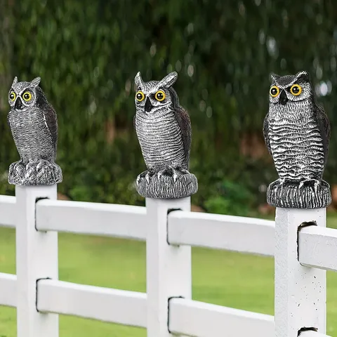 Realistic Plastic Owl Decoy Bird Deterrent Scarecrow For Outdoor Garden Porch Balcony Pest Control Sculpture Decoration