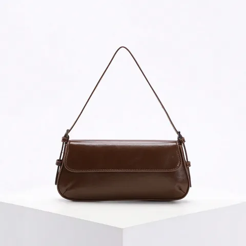 Bolso de Axila Baguette de Cuero PU Minimalista Retro para Mujer Bolso de Hombro Rojo Vino de Gama Alta Bolso Diario Versátil