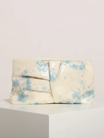 Borsa da Sera Plissettata a Motivo Floreale Dipinto a Olio Pochette in Lega Con Paillettes Ricamate Stile Cinese Vintage da Donna