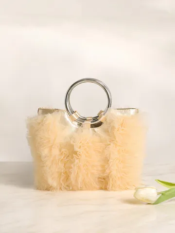 Women Sweet Pleated Tulle Handbag Metal Ring Handle Ruffle Mesh Tote Bag For Party Daily Spliced Ruffled Evening Handbag