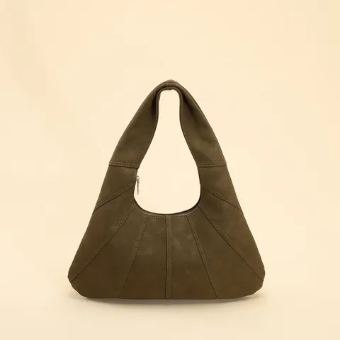 Vintage Quilted Crescent Shoulder Bag For Women Large Capacity Tote Underarm Bag Texture Faux Leather Stitching Texture Bag