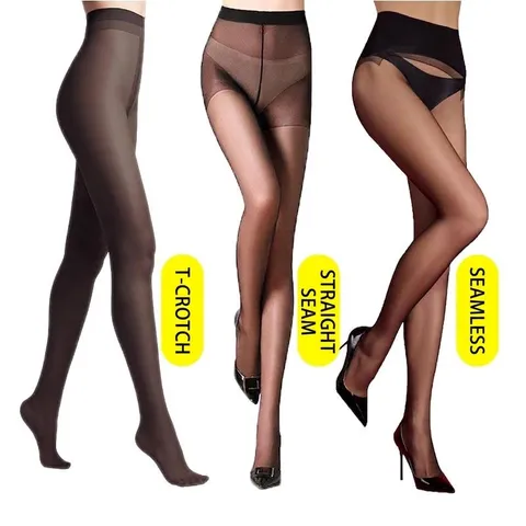 Panty Transparente Sexy para Mujer Ultrafino Anti-Carreras Medias de Nailon Color Sólido Alta Elasticidad para Diario Fiesta