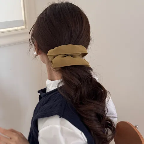 Coletero de Tela Grande Estilo Coreano Lazo de Pelo Elástico Hecho a Mano Minimalista Color Sólido Banda de Pelo De Gran Tamaño Para Mujeres Accesorios De Pelo