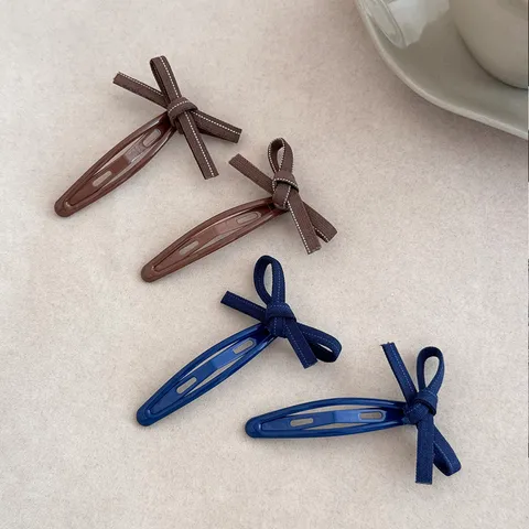 Zoete Koreaanse Stijl Strik Haarspeldjes Voor Vrouwen Legering Denim Snap Clips Minimalistische Effen Kleur Haarspelden Haaraccessoires