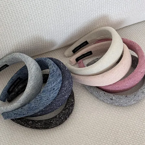 Serre-tête pour Femme à Bord Large Style Tweed Français Élégant Bandeau Épais en Éponge Accessoires de Coiffure Quotidiens