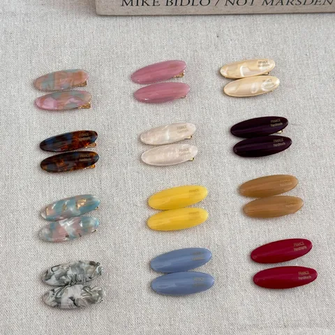 Pince à Cheveux Bec de Canard en Acétate Ovale Rétro Français Élégant Accessoires de Coiffure Style Coréen pour Femmes Barrettes Chic Marbré
