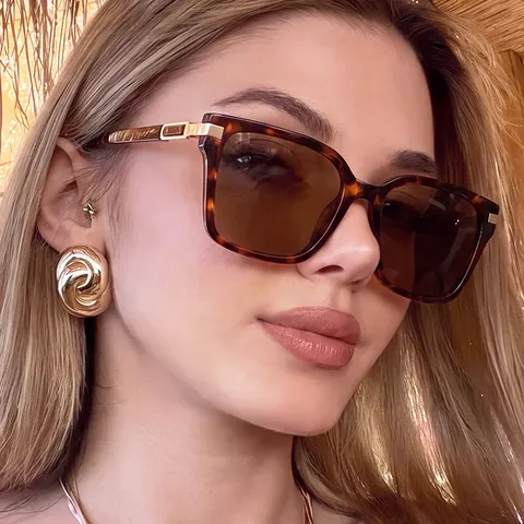 Gafas de Sol Retro Cuadradas Para Mujeres Hombres Moda Gafas Grandes PC AC Protección UV400 Estilo Callejero Vintage Gafas de Sol