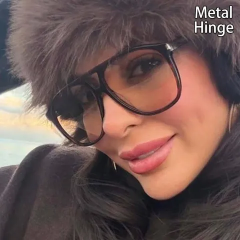 Gafas de Sol de Aviador Oversize Mujer Moda Doble Puente UV400 Montura Cuadrada Retro Estilo Diseñador Eyewear