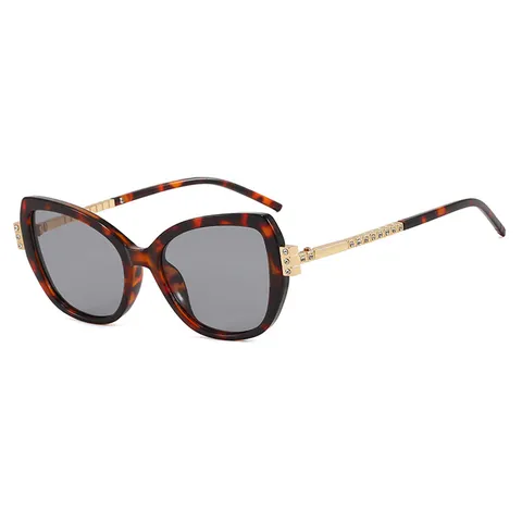 Gafas de Sol de Ojo de Gato de Moda para Mujer Protección UV400 PC AC Patilla de Metal Decoración Strass