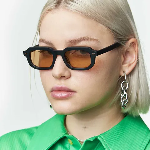Gafas de Sol Cuadradas Pequeñas Retro para Mujeres Hombres Moda Marco con Clavos de Arroz Gafas de Sol Rectangulares Protección UV400 Gafas de Lujo