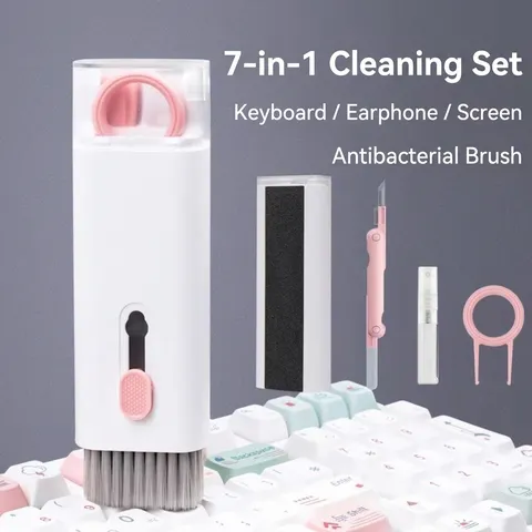 Multifunctional Seven In One Electronic Cleaning Brush Toolkit Portable Earphone Screen Dust Remover Keycap Puller For Digital Maintenance