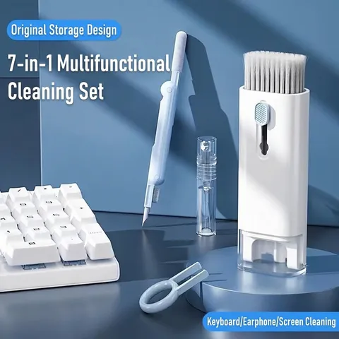 Multifunctional 7-in-1 Electronics Cleaning Kit Keyboard Brush Earphone Cleaner Pen Screen Dust Removal Tool Set With Keycap Puller For Computer Laptop Keyboard Phone