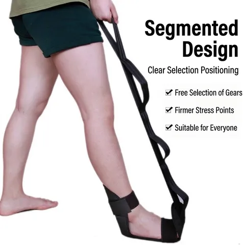 Yoga-Stretchgurt Ligamentgurt Zur Beinrehabilitation Krafttraining Multi-Schlaufen Verstellbarer Fußanker Schwarz Fitness