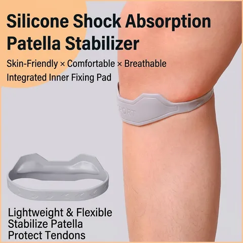 Silicone Sport Patellar Strap Compression Knee Support Band For Basketball Cycling Running Hiking Shock Absorption Patella Protector For Men Women