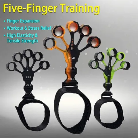 Silicone Finger Gripper Resistance Band Hand Yoga Forearm Wrist Strengthener Adjustable Finger Stretcher Exercise Equipment For Athletes Guitar Players