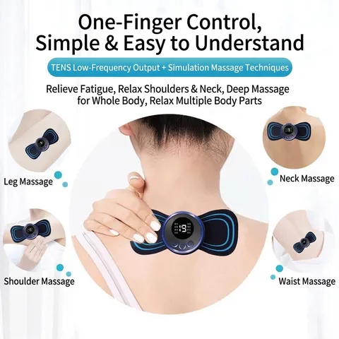 Smart EMS Pulse Neck Massager Mini Portable Electric Cervical Massage Patch With 8 Modes 19 Levels LCD Display For Muscle Relief