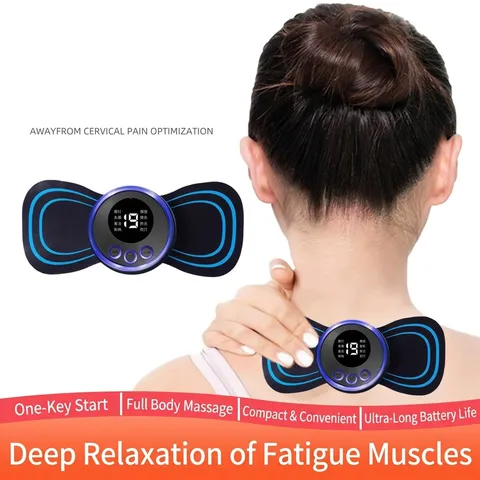 Smart EMS Pulse Neck Massager Mini Portable Electric Cervical Massage Patch With 8 Modes 19 Levels LCD Display For Muscle Relief