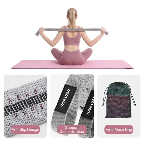 2M Long Knitted Resistance Band Cotton Polyester Pull Up Assist Band For Home Gym Fitness Stretching Training For Women Men