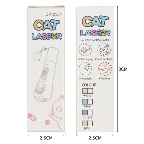 Mini Cat Paw Laser Pointer Toy USB Rechargeable Multi-Pattern LED Flashlight UV Detection Lamp Portable Interactive Pet Toy