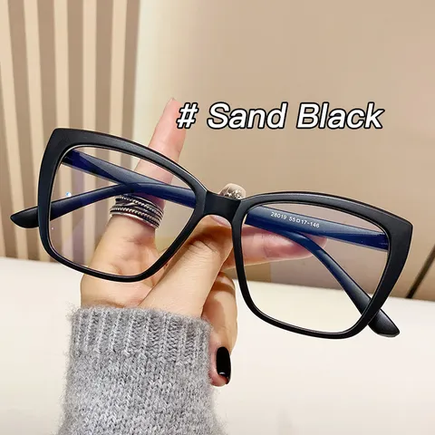 Vintage Square Cat Eye Large Frame Blue Light Blocking Glasses Retro PC Optical Frame For Women Decorative Eyeglasses