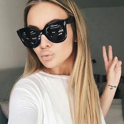 Vintage Oversized Butterfly Sunglasses For Women Trendy All Match Black White Red Leopard Print PC Frame Tinted Lens Eyewear UV400 Sun Protection Glasses