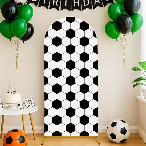 Football Soccer Arch Backdrop Cover Hexagon Pattern Birthday Party Sport Event Decoration Background Elastic Fabric