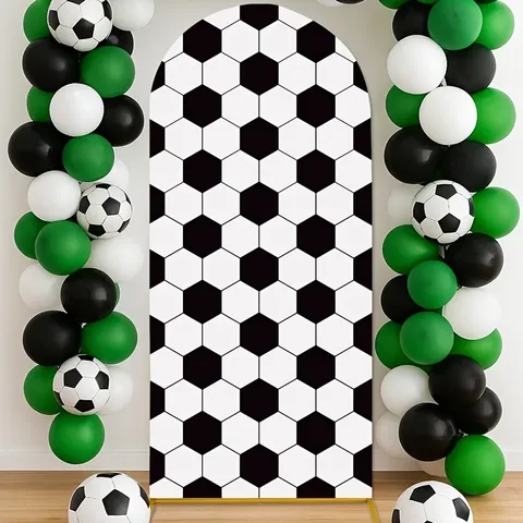 Football Soccer Arch Backdrop Cover Hexagon Pattern Birthday Party Sport Event Decoration Background Elastic Fabric