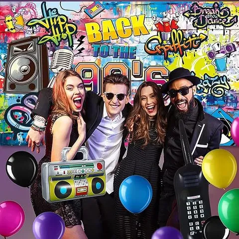 Retro 90er Jahre Hip Hop Graffiti Fotografie Hintergrund Vintage Back To The 90s Party Dekoration Wandteppich