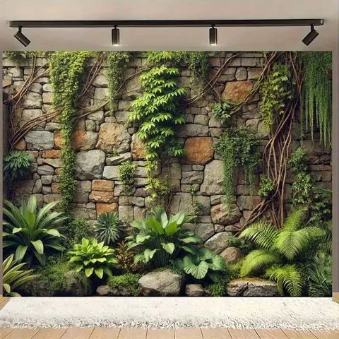 Waterfall Greenery Photography Backdrop Garden Party Decoration Tapestry Fresh Natural Landscape Scenery Wall Hanging For Courtyard Nature Theme Home Decor