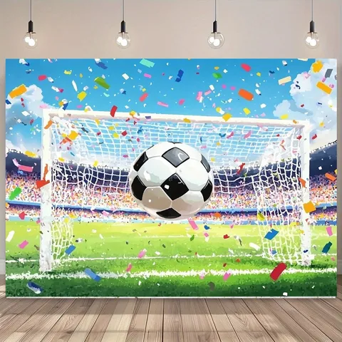 Soccer Field Stadium Photography Background Fabric Digital Printed Sport Theme Backdrop For Soccer Fans Game Watching Party Decoration Photography Props