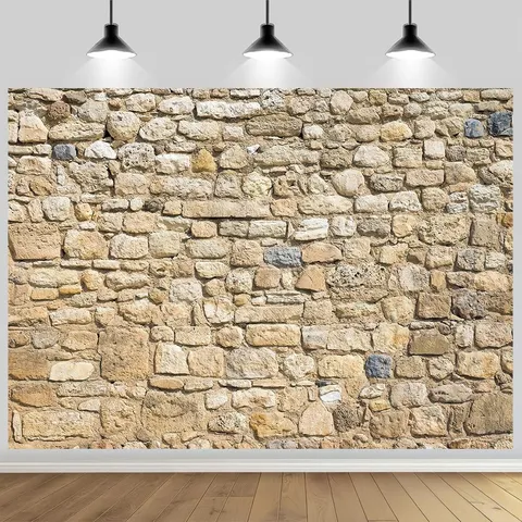 Retro Brick Wall Photography Backdrop Realistic Stone Texture Pongee Background Cloth For Studio Portrait Party Decoration