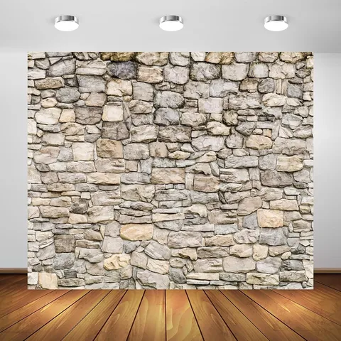 Retro Brick Wall Photography Backdrop Realistic Stone Texture Pongee Background Cloth For Studio Portrait Party Decoration