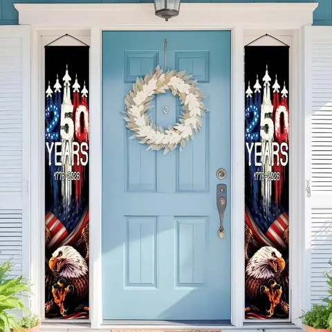 USA 250th Anniversary Porch Banner Patriotic Door Couplet Polyester Stars Stripes Eagle Liberty Flag For Party Decor