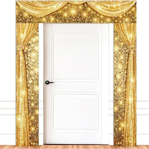 Striscione Decorativo Per Portico Glitterato Oro Tenda Di Sfondo Per Festa Di Lusso Per Decorazione Porta Casa Telo Da Appendere