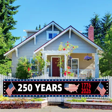 USA 250. Jahrestag Gartenzaun Banner Unabhängigkeitstag 1776-2026 Patriotische Party Dekoration Outdoor Hängeflagge