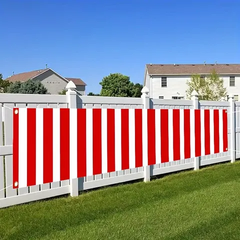 Outdoor Garden Fence Banner Red White Striped Decorative Banner For Yard Porch Classic Stripe Polyester Hanging Flag