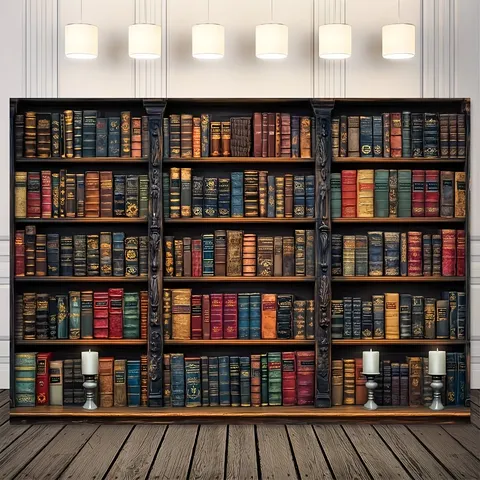 Vintage Bookshelf Photography Backdrop Library Books Printed Polyester Tapestry Wall Hanging For Events Home Study Decor