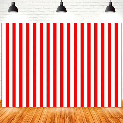 Classic Red And White Striped Circus Photography Backdrop For Carnival Party Decorations Kids Birthday Photo Studio Prop