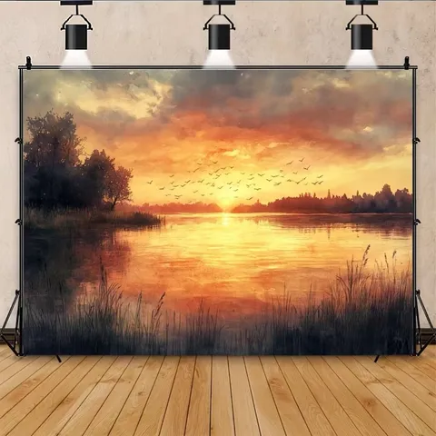 African Savanna Sunset Photography Background Cloth Pongee Landscape Tapestry For Photo Studio Home Wall Hanging Decor