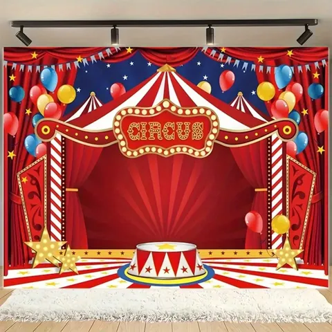 Vintage Circus Thema Fotografie Achtergrond Retro Carnaval Podium Ontwerp Feest Decoratie Polyester Achtergronddoek